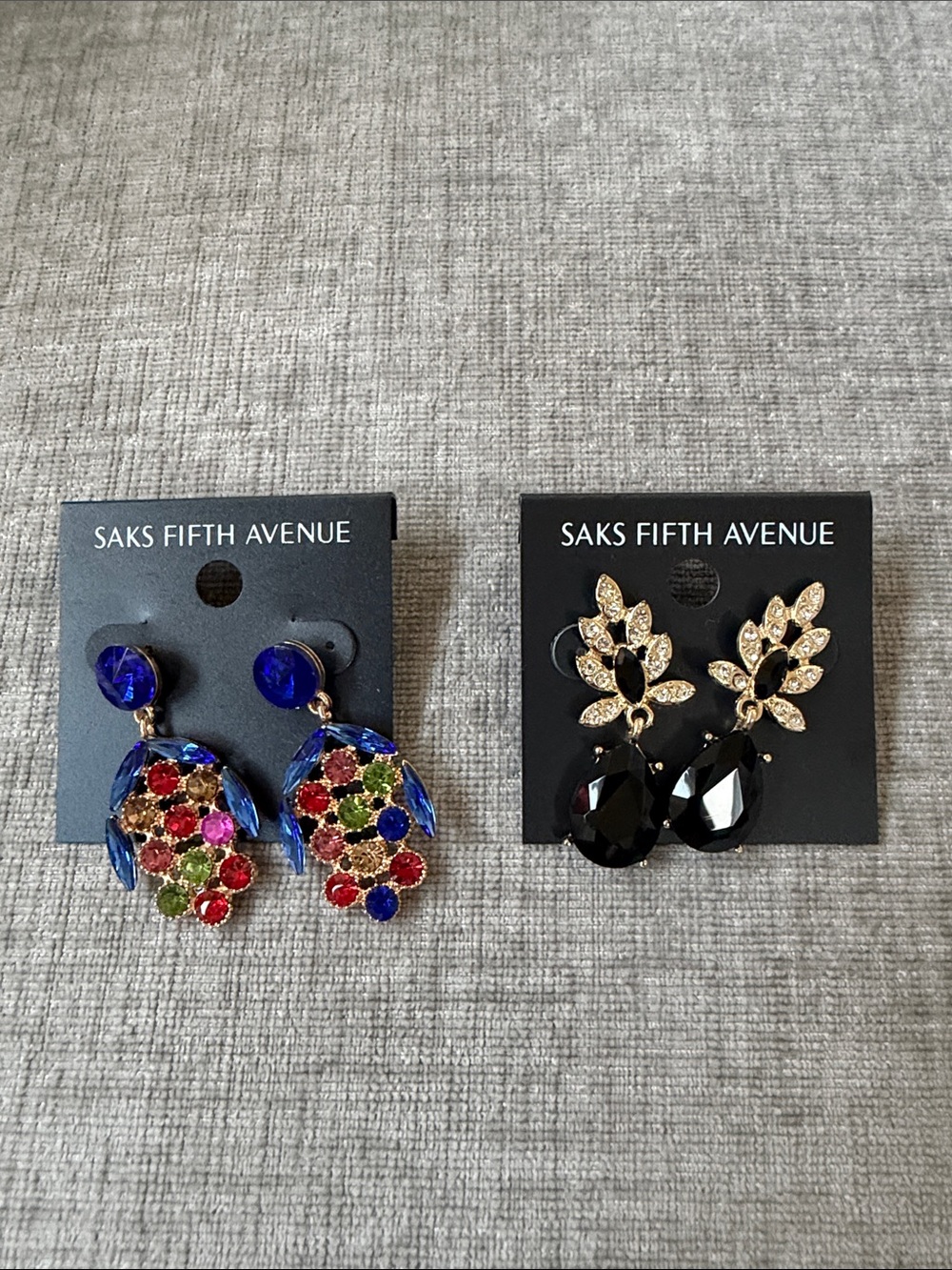 Saks Fifth Avenue Multicolor Crystal Drop Earrings & Black Teardrop Earrings Set